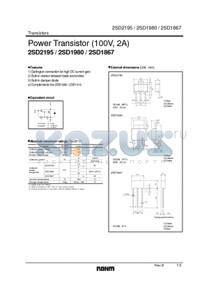 2SD1867 datasheet - Power Transistor (100V , 2A)