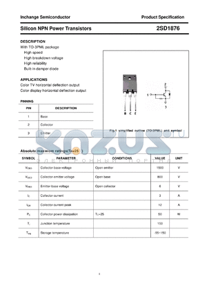 2SD1876 datasheet - Silicon NPN Power Transistors