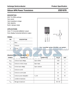 2SD1878 datasheet - Silicon NPN Power Transistors