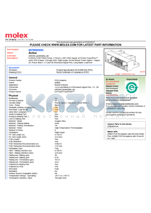 0876062003 datasheet - 6.35mm (.250) Pitch Power, 2.54mm (.100) Pitch Signal, EXTreme PowerPlus (SSI) DPS Header, Through Hole, Right Angle, Screw Mount, Power Alpha 1