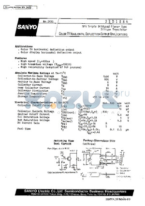 2SD1886 datasheet - Color TV Horizontal Deflection Output Applications