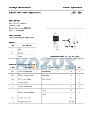 2SD1888 datasheet - Silicon NPN Power Transistors