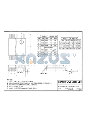 21-0056-C datasheet - PACKAGE OUTLINE, SSOP, 5.3 MM