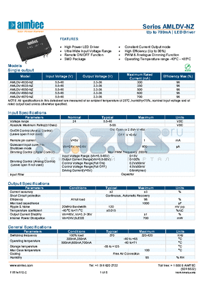 AMLDV-NZ_13 datasheet - Up to 700mA | LED Driver