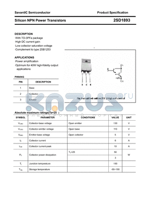 2SD1893 datasheet - Silicon NPN Power Transistors