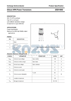 2SD1893 datasheet - Silicon NPN Power Transistors