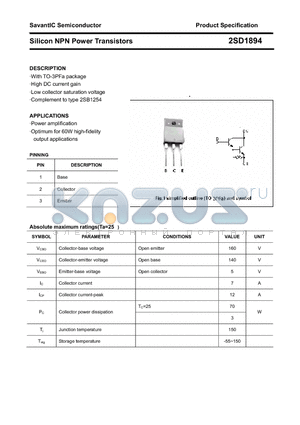 2SD1894 datasheet - Silicon NPN Power Transistors