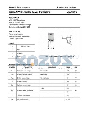 2SD1895 datasheet - Silicon NPN Darlington Power Transistors