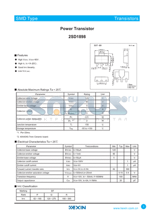 2SD1898 datasheet - Power Transistor