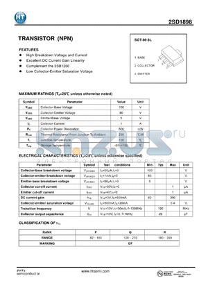 2SD1898 datasheet - TRANSISTOR(NPN)