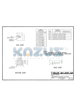 21-0117G datasheet - PACKAGE OUTLINE, 2x2 UCSP