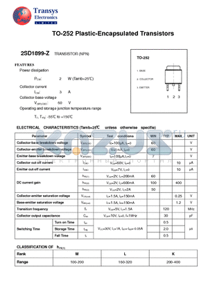 2SD1899 datasheet - TO-252 Plastic-Encapsulated Transistors