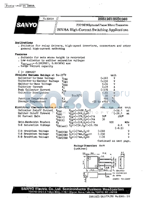 2SD1903 datasheet - 30V/8A High-Current Switching Applications