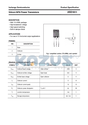 2SD1911 datasheet - Silicon NPN Power Transistors