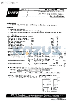 2SD1935 datasheet - Low-Frequency General-Purpose Amp Applications