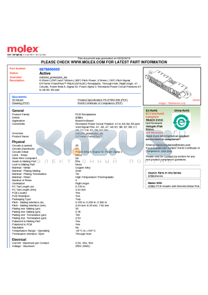 0876640005 datasheet - 6.35mm (.250) and 7.62mm (.300) Pitch Power, 2.54mm (.100) Pitch Signal, EXTreme PowerPlus PB(AC)SPA(DC) Receptacle, Through Hole, Right Angle