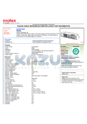 0876674007 datasheet - 6.35mm (.250) Pitch Power, 2.54mm (.100) Pitch Signal, EXTreme PowerPlus S-Pb Header, Through Hole, Right Angle, Screw Mount, Long Blade, 34 Circuits