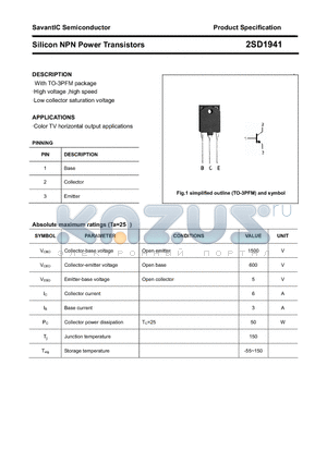 2SD1941 datasheet - Silicon NPN Power Transistors