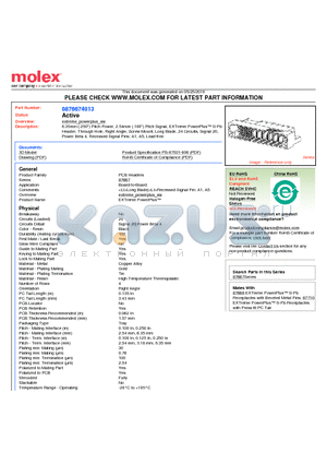 0876674013 datasheet - 6.35mm (.250) Pitch Power, 2.54mm (.100) Pitch Signal, EXTreme PowerPlus S-Pb Header, Through Hole, Right Angle, Screw Mount, Long Blade, 24 Circuits