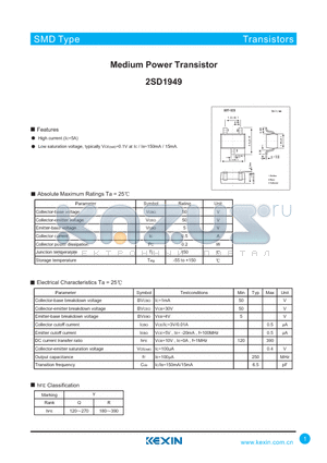 2SD1949 datasheet - Medium Power Transistor