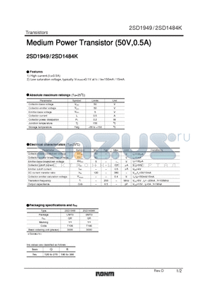 2SD1949_1 datasheet - Medium Power Transistor (50V,0.5A)