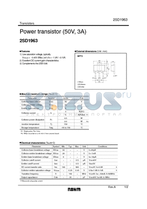 2SD1963 datasheet - Power transistor (50V, 3A)