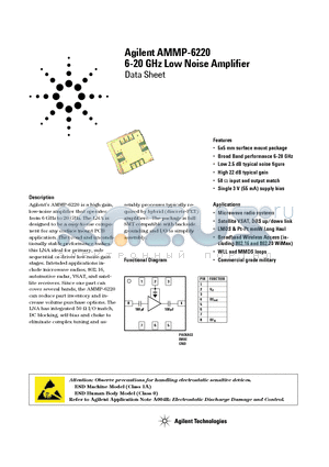 AMMP-6220 datasheet - 6-20 GHz Low Noise Amplifier