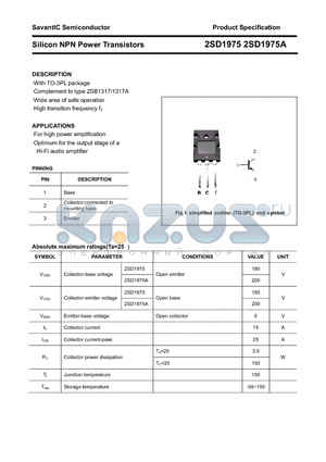 2SD1975 datasheet - Silicon NPN Power Transistors