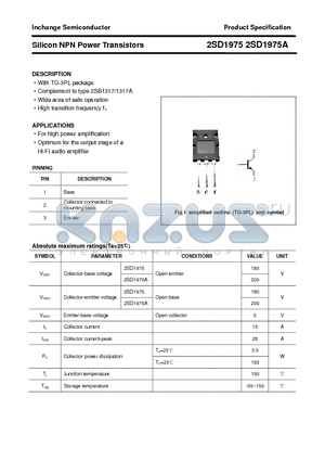 2SD1975A datasheet - Silicon NPN Power Transistors