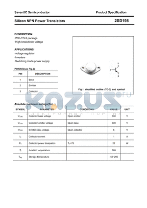 2SD198 datasheet - Silicon NPN Power Transistors