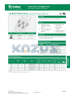 0877004.MXEP datasheet - Axial Lead & Cartridge Fuses