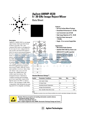 AMMP-6530-TR1 datasheet - 5-30 GHz Image Reject Mixer