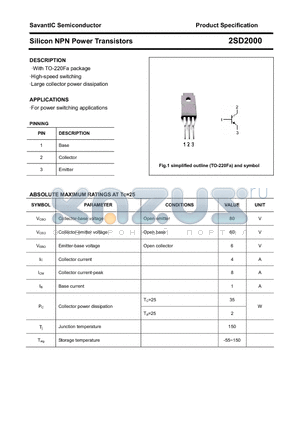 2SD2000 datasheet - Silicon NPN Power Transistors