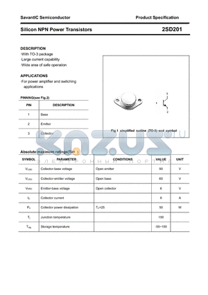 2SD201 datasheet - Silicon NPN Power Transistors