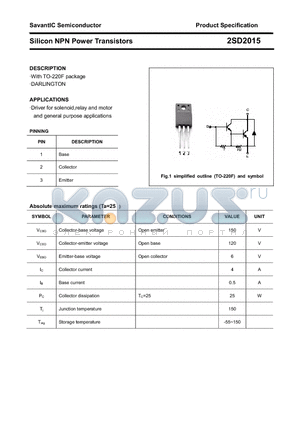 2SD2015 datasheet - Silicon NPN Power Transistors