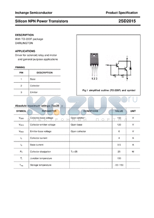 2SD2015 datasheet - Silicon NPN Power Transistors