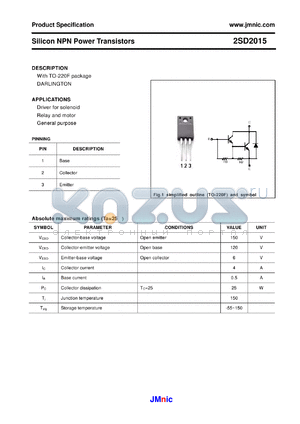 2SD2015 datasheet - Silicon NPN Power Transistors