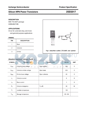 2SD2017 datasheet - Silicon NPN Power Transistors