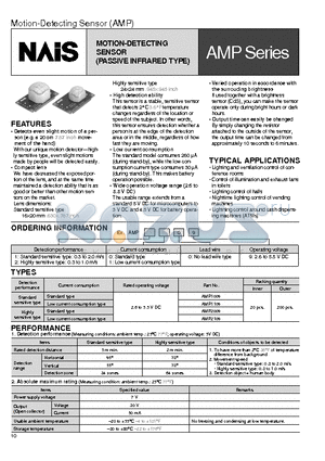 AMP1009 datasheet - MOTION-DETECTING SENSOR