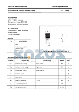 2SD2023 datasheet - Silicon NPN Power Transistors