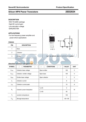 2SD2024 datasheet - Silicon NPN Power Transistors