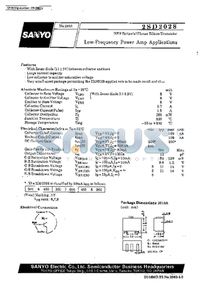 2SD2028 datasheet - Low-Frequency Power Amp Applications