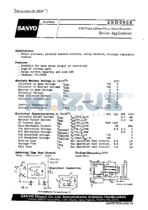 2SD2050 datasheet - Driver Applications