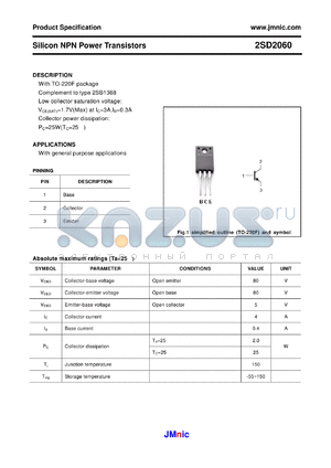 2SD2060 datasheet - Silicon NPN Power Transistors
