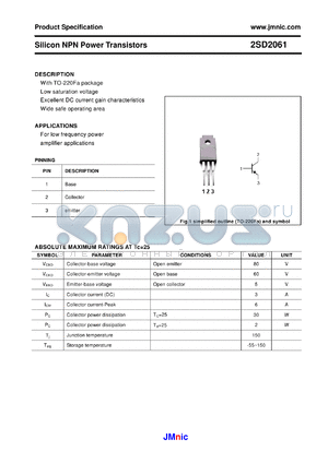 2SD2061 datasheet - Silicon NPN Power Transistors