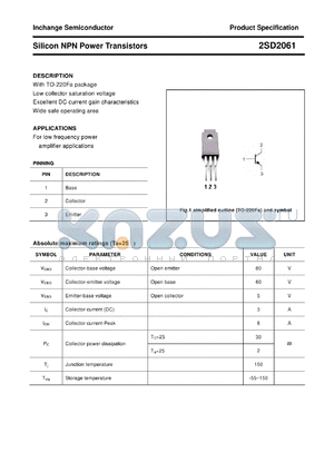 2SD2061 datasheet - Silicon NPN Power Transistors