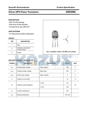 2SD2066 datasheet - Silicon NPN Power Transistors