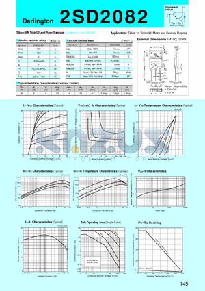 2SD2082 datasheet - Silicon NPN Triple Diffused Planar Transistor(Driver for Solenoid, Motor and General Purpose)