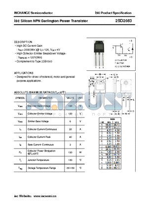 2SD2083 datasheet - isc Silicon NPN Darlington Power Transistor