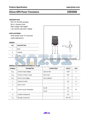 2SD2089 datasheet - Silicon NPN Power Transistors